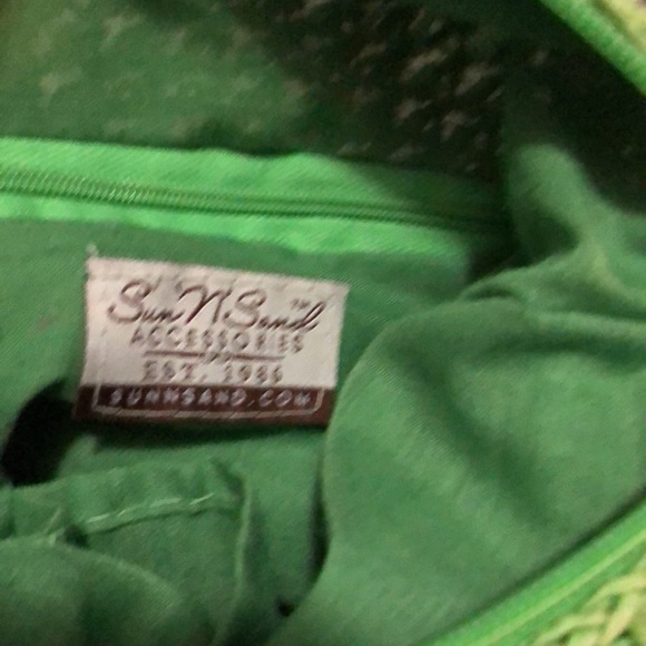 FREE WITH $25 PURCHASE Sun N Sand Woven Bag-Crossbody-Beaded Accents-Green/Brown - Picture 14 of 15